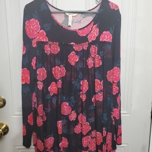 Matilda Jane Winter Blooms Rose Print Long Sleeve Layered Tunic Top Size Small